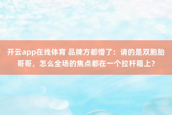 开云app在线体育 品牌方都懵了：请的是双胞胎哥哥，怎么全场的焦点都在一个拉杆箱上？