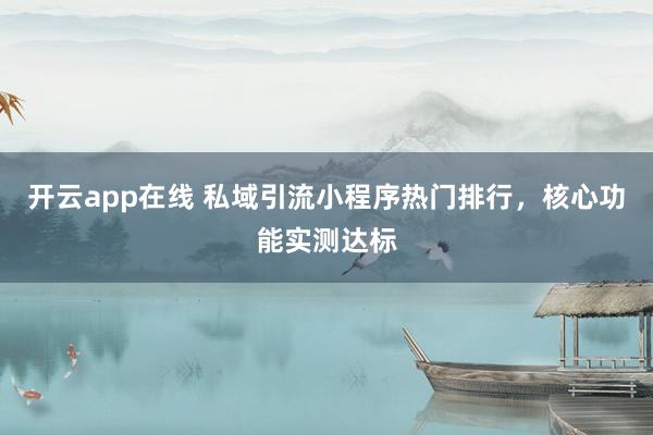 开云app在线 私域引流小程序热门排行，核心功能实测达标