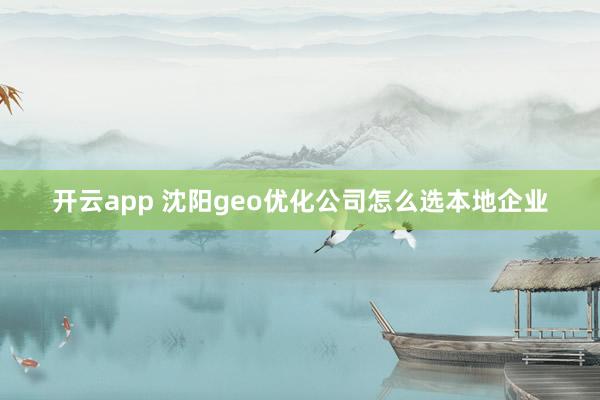 开云app 沈阳geo优化公司怎么选本地企业