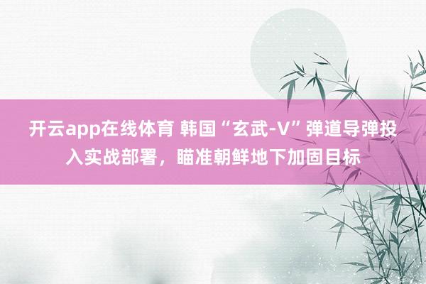 开云app在线体育 韩国“玄武-V”弹道导弹投入实战部署，瞄准朝鲜地下加固目标