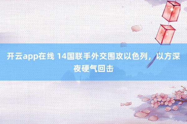 开云app在线 14国联手外交围攻以色列，以方深夜硬气回击