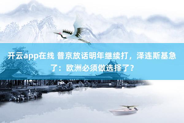 开云app在线 普京放话明年继续打，泽连斯基急了：欧洲必须做选择了？