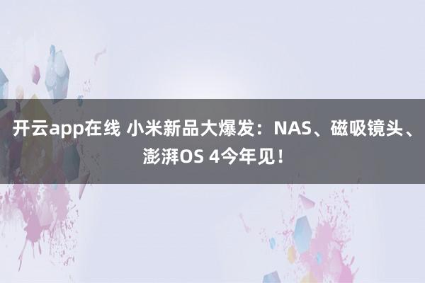开云app在线 小米新品大爆发：NAS、磁吸镜头、澎湃OS 4今年见！